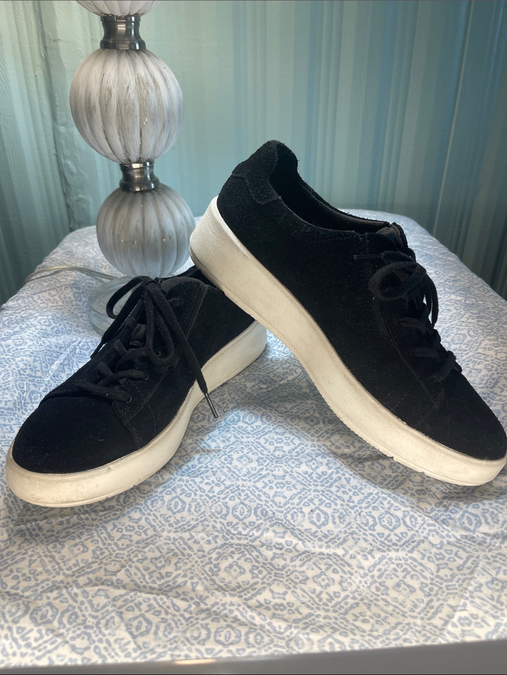 Clark’s Black Suede Lace-Up Sneakers - Women's Casual Shoes Size